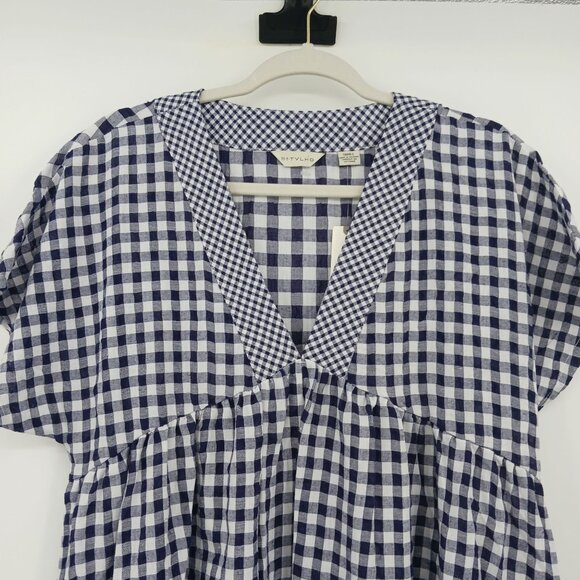 Anthropologie 11.1.TYLHO Navy White Gingham Midi Dress Small New With Tag - Picture 4 of 15